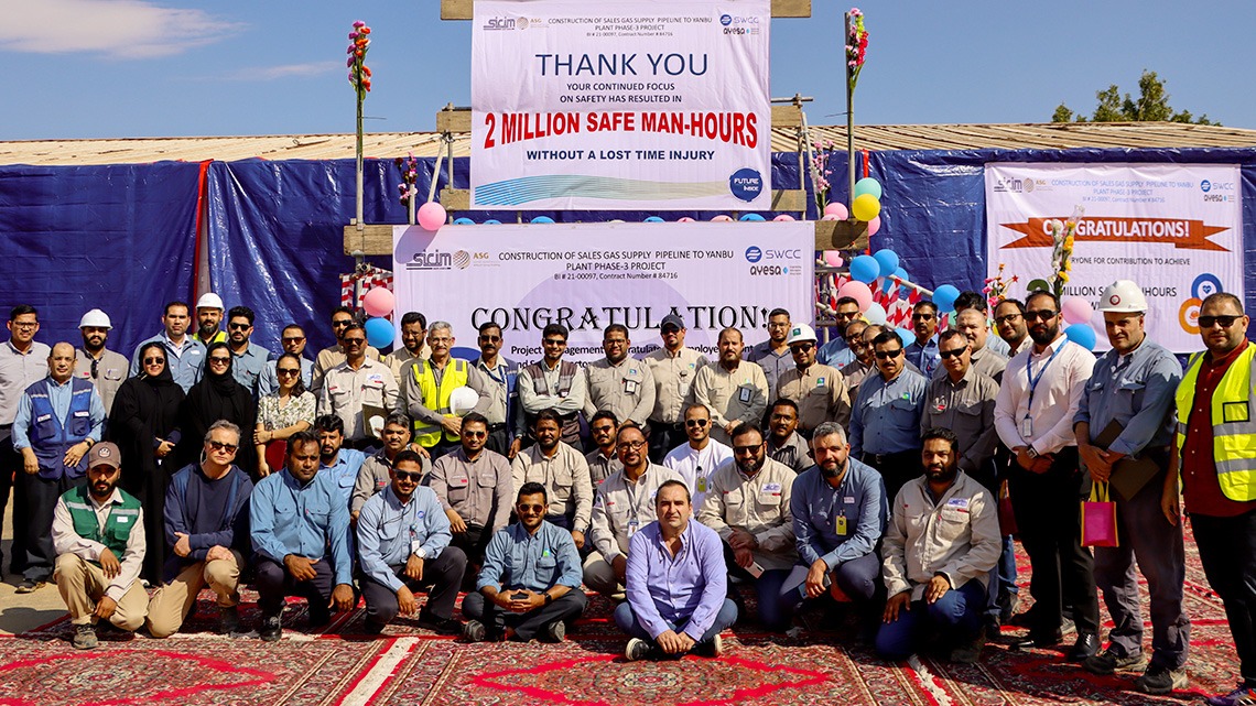 2 million hours without lti in the gas pipeline construction project in Yanbu (Saudi Arabia)